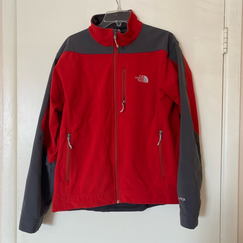 Red & Gray North Face Fleece Lined Jacket